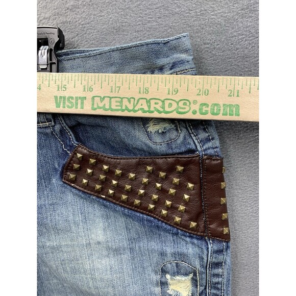 Vtg Pelle Pelle Mens Denim Jeans Punk Studded Pockets Patched Grunge Size 40X30 - Picture 4 of 16